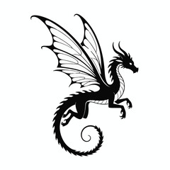 Black dragon silhouette vector illustration.