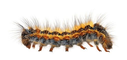 Caterpillar crawling on leaf nature outdoors PNG, isolated on transparent background