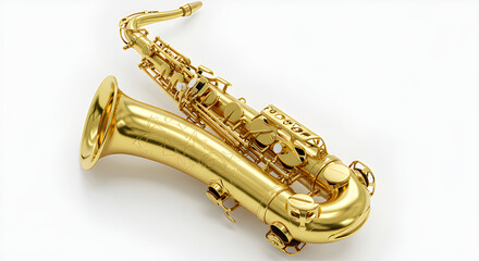 Obraz premium Golden saxophone isolated on white.