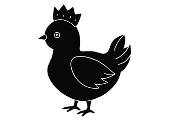 chick with crown silhouette vector art icon