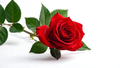 Red rose on white background