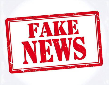 Red stamp with the words "FAKE NEWS