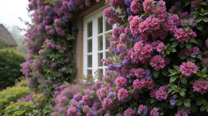Naklejka premium Ceanothus around a cottage window
