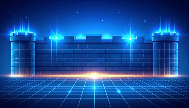 Futuristic digital castle wall - Powered by Adobe