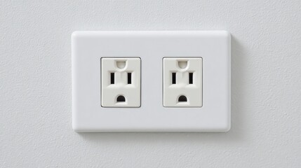 Electrical Wall Outlet With Two Sockets On White Background. Essential Home Electrical Component For Power Supply