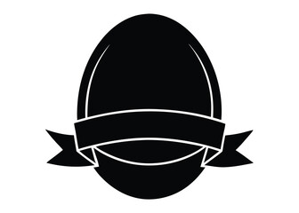 egg with banner silhouette vector art icon