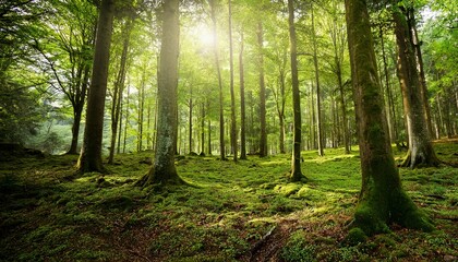 Obraz premium Green Forest Environment Beautiful Forest