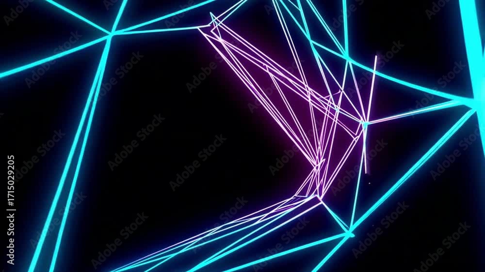Poster geometric neon web: an intricate web of interconnected lines glows in a futuristic neon spectrum, dr