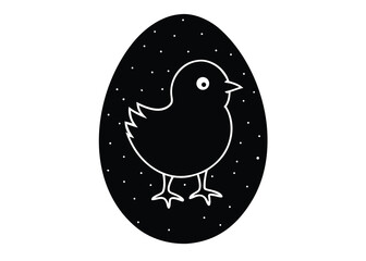 egg with chick face silhouette vector art icon