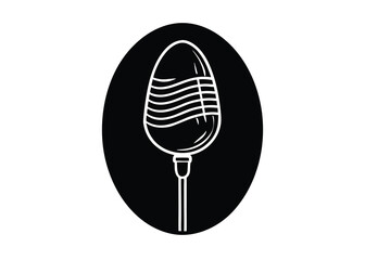 egg with microphone silhouette vector art icon