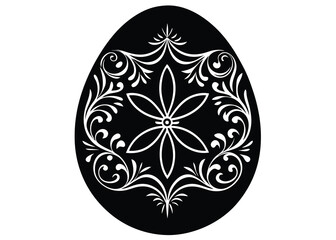 egg with ornamental design silhouette vector art i
