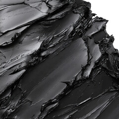 An abstract design showcasing a textured surface in shades of black and grey, creating a visually striking composition, isolated on transparent background