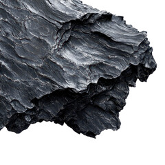 An abstract design showcasing a textured surface in shades of black and grey, creating a visually striking composition, isolated on transparent background