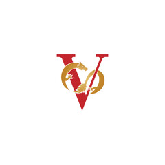 v dragon logo. vector illustration of the letter V and dragon for icon, symbol or logo