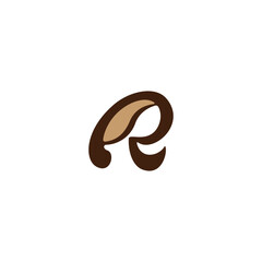 R coffee logo. vector illustration of letter R and coffee beans for icon,symbol or logo