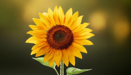 Fototapeta premium Vibrant Single Sunflower Bloom With Long Stem