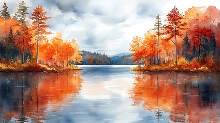 Autumn lake reflections