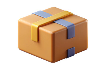 Obraz premium 3d cardboard shipping box package sealed with tape logistics delivery isolated on transparent background
