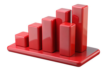 Red 3d bar chart shows declining financial performance over time isolated on transparent background