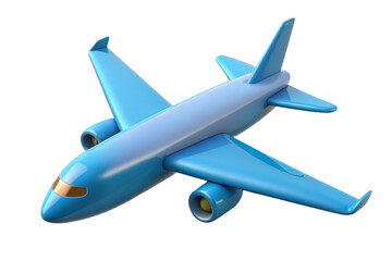 3d blue airplane ready for business travel and global adventures transparent background png isolated on transparent background