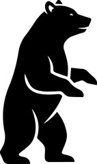 Majestic silhouette of a standing bear, symbolizing strength and nature's raw power, ideal for branding.