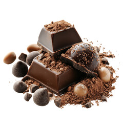 Sweet chocolate powder, A bowl filled with sweet chocolate powder, perfect for desserts and beverages, isolated on transparent background