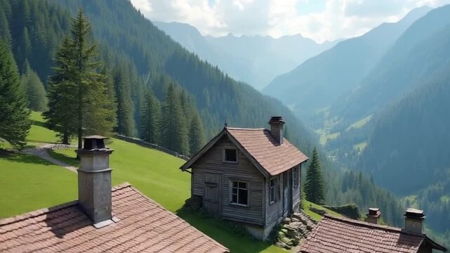 Beautiful old houses in the mountains
