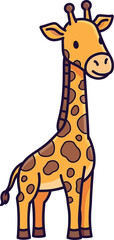 Fototapeta premium Cute cartoon giraffe standing tall with a friendly expression ideal for children's books and educational content wildlife animal vector