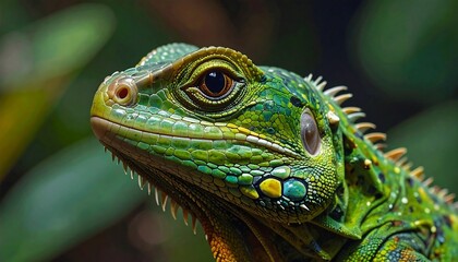 Emerald Iguana's Enthralling Close-up