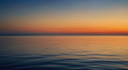 Obraz premium Ocean view at sunset water reflects orange blue sky