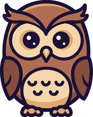 Cute cartoon owl character illustration adorable big eyes friendly face whimsical design for children's projects and nature themes vector