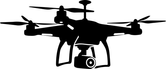 Sleek modern drone with camera captures aerial views for professional photography and videography projects