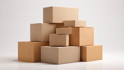 Obraz premium Stack of Cardboard Boxes, Various Sizes