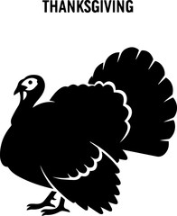 Bold black turkey silhouette celebrating autumn harvest and Thanksgiving feast with festive spirit.