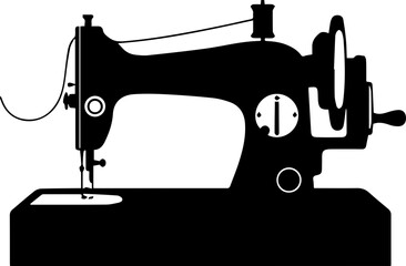 Classic sewing machine silhouette crafting timeless fashion and heritage designs with elegant precision
