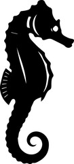 Elegant black seahorse silhouette captures ocean grace and marine wonder for diverse designs