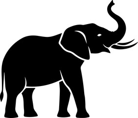 Majestic elephant silhouette celebrates freedom with trunk raised in a powerful, iconic pose.