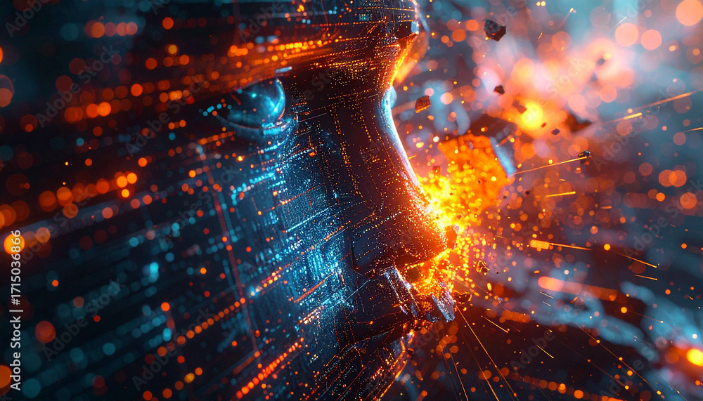 Poster Quantum Singularity: Witness the awe-inspiring visual of a futuristic quantum singularity, with a vibrant display of energy and movement. Immerse yourself in a world of data and innovation.