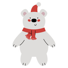 Cute cartoon polar bear cub. White bear. Cute cartoon kawaii funny baby character