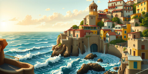 A Small Coastal Village Carved into the Cliffs