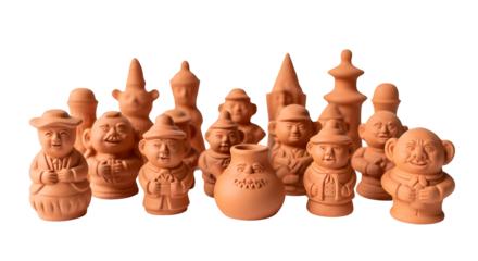 three wooden figures