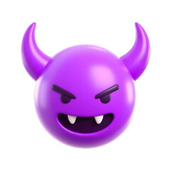 A Mischievous Purple Devil Emoji With Horns and Sharp Teeth