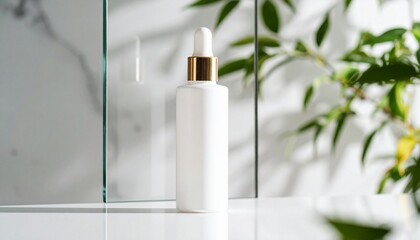 Amber Glass Dropper Bottle, Minimalist Skincare Product Mockup