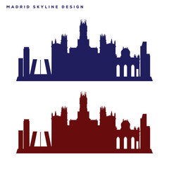 Madrid Skyline Vector Design – City Silhouette and Landmark Illustration
