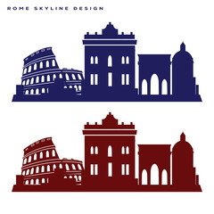 Rome Skyline Vector Design – City Silhouette and Famous Landmark Illustration
