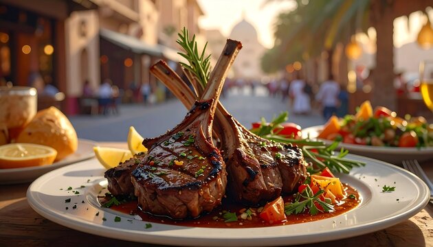 Delicious grilled lamb chops served al fresco