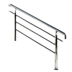 Fototapeta premium Stainle steel handrail shine in the sunlight, Polished stainless steel handrail gleaming in bright sunlight, showcasing its reflective surface and modern design, isolated on transparent background