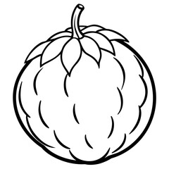 A simple black and white line drawing of a stylized tomato silhouette isolated on white background