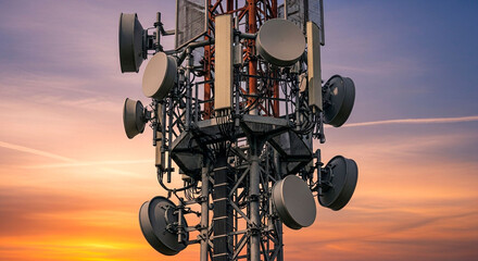 Close-up of a Cellular Transmission Tower