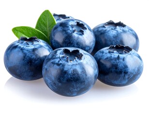 Fresh blueberries arranged on white background